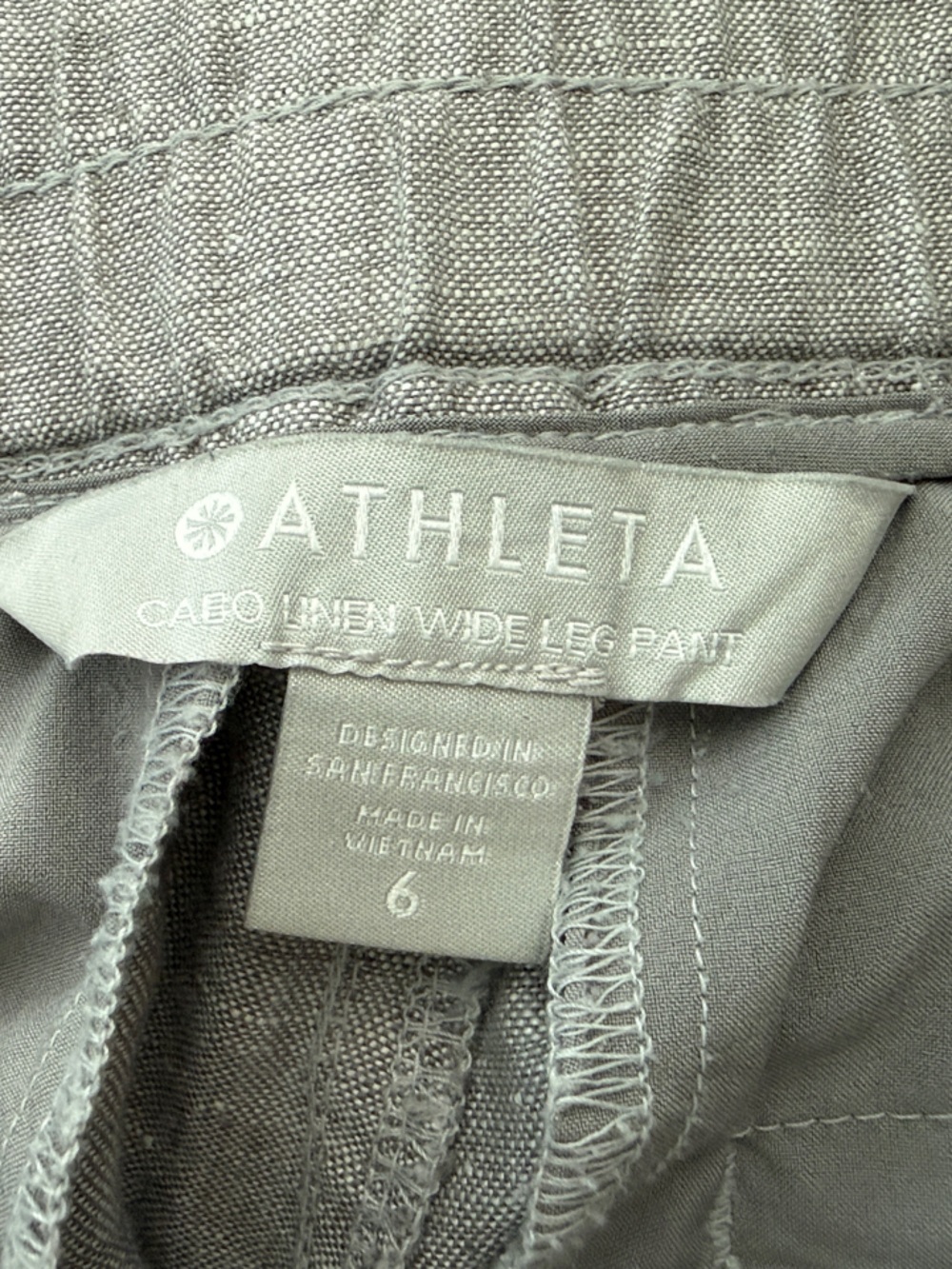 Women’s Athleta Cabo Linen Pants, Wide-Leg, Drawstring, Gray - Picture 5 of 5